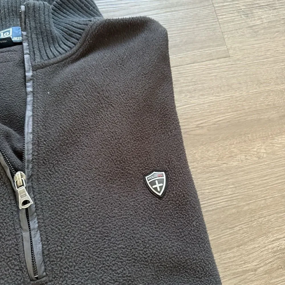 Vintage Polo Ralph Lauren Tech Jacket Black Fleece Crest‎ Zip Mens XL Gorpcore